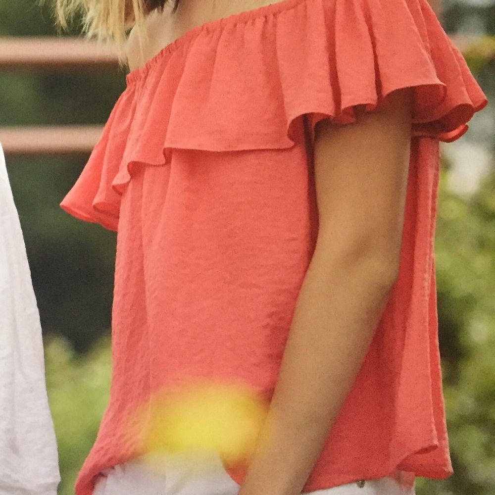 Anthropologie Off Thé Shoulder Pink Top